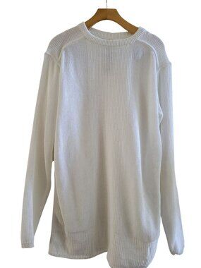 Rick Owens Walrus SS17 White Textured Knit Sweater Oversized Long Line luxury M